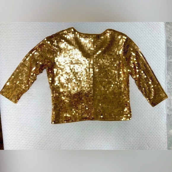 Holt RENFREW COLLECTION VINTAGE GOLD SEQUIN JACKET - Size Small - Picture 6 of 10